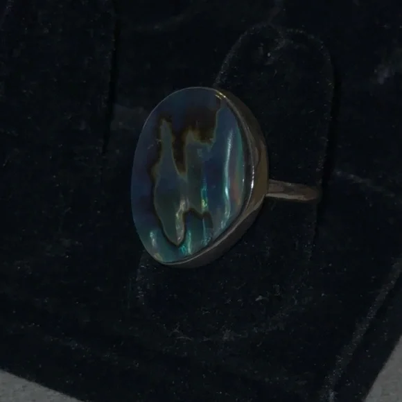 Abalone shell ring sea opal - Picture 3 of 8